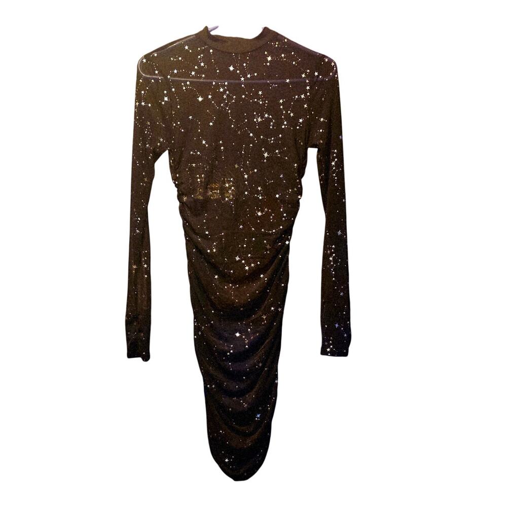 Lyaner black mesh star bodycon dress size small whimsygoth dark fairy witch